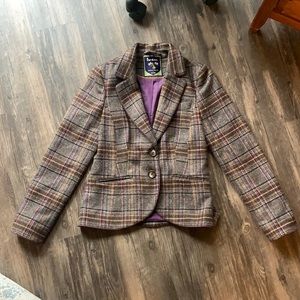 Boden British Tweed by Moon Plaid Wool Blazer